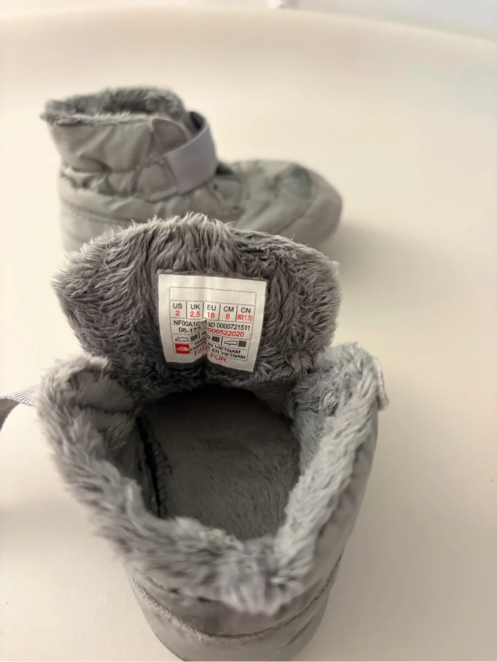 The North Face Gray Baby Walker Booties with Faux Fur Trim